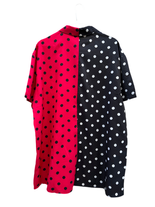 Chemise bi-gout à pois • Noir & Fuschia