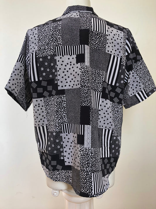 Chemise n&b patchwork