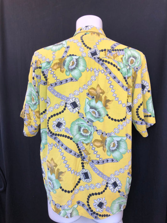 Chemise aqua moutarde