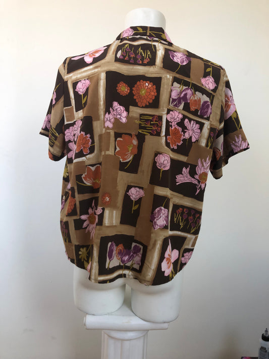 Chemise fiori marroni