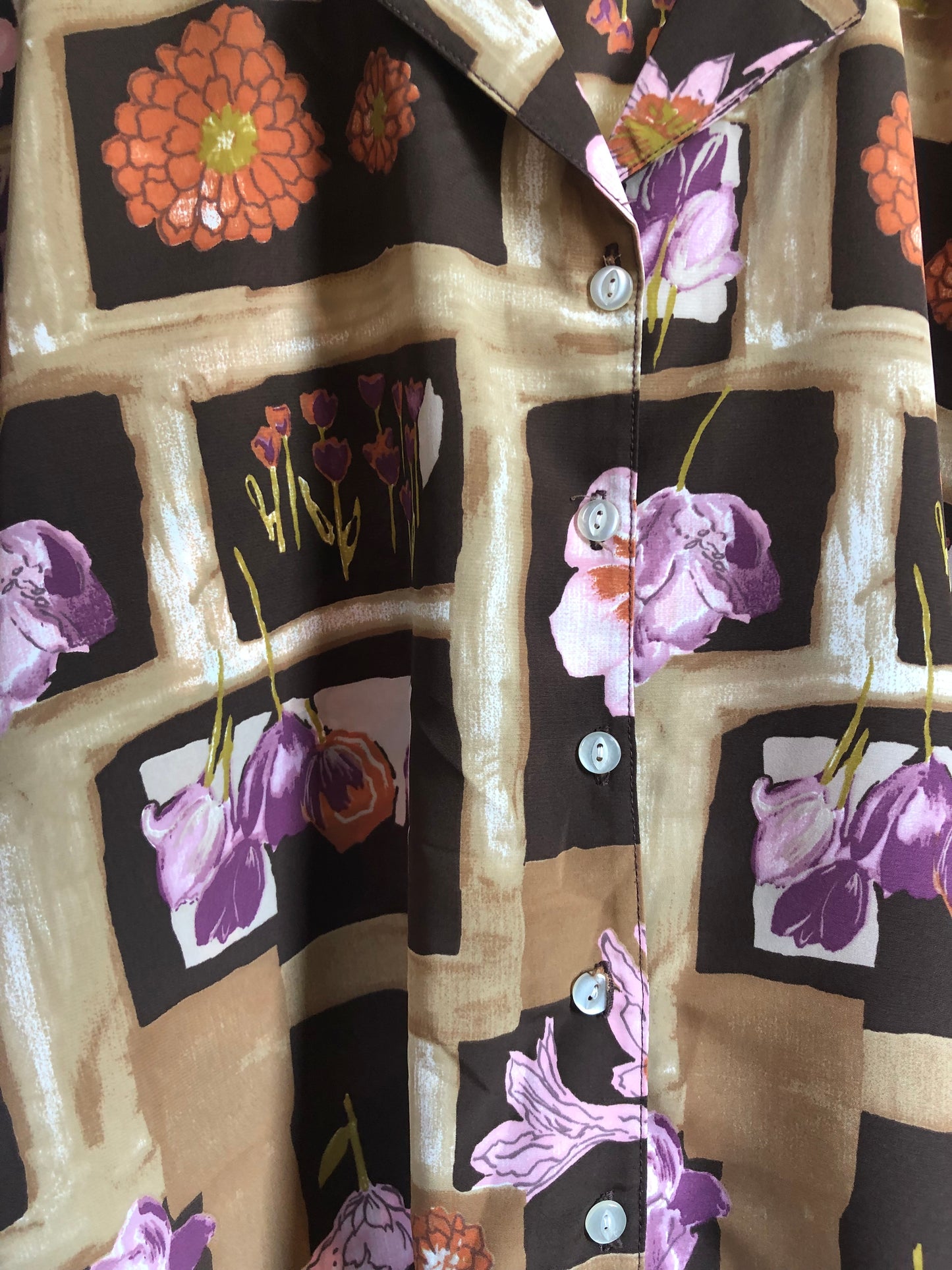 Chemise fiori marroni