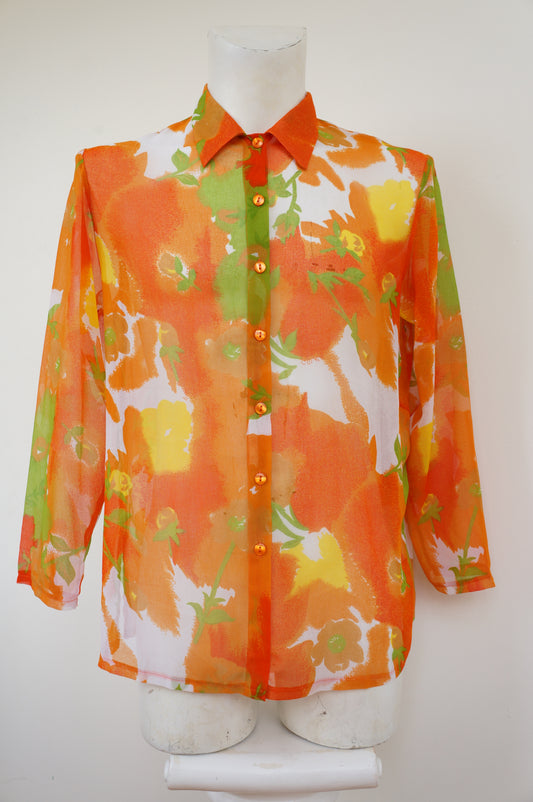 Chemise mandarine fleurie
