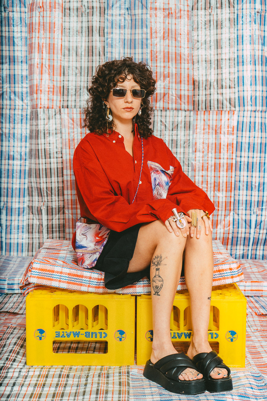 Chemise ML rouge & sacoche storm • La Blédarde x La Chemise Club Studio