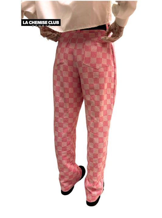La Chemise Club Studio • Pantalon Damier rose