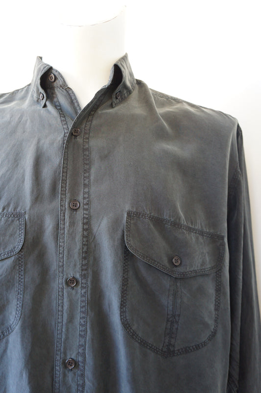 Chemise soie lavée noire