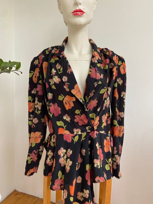Chemise drapée fleurs