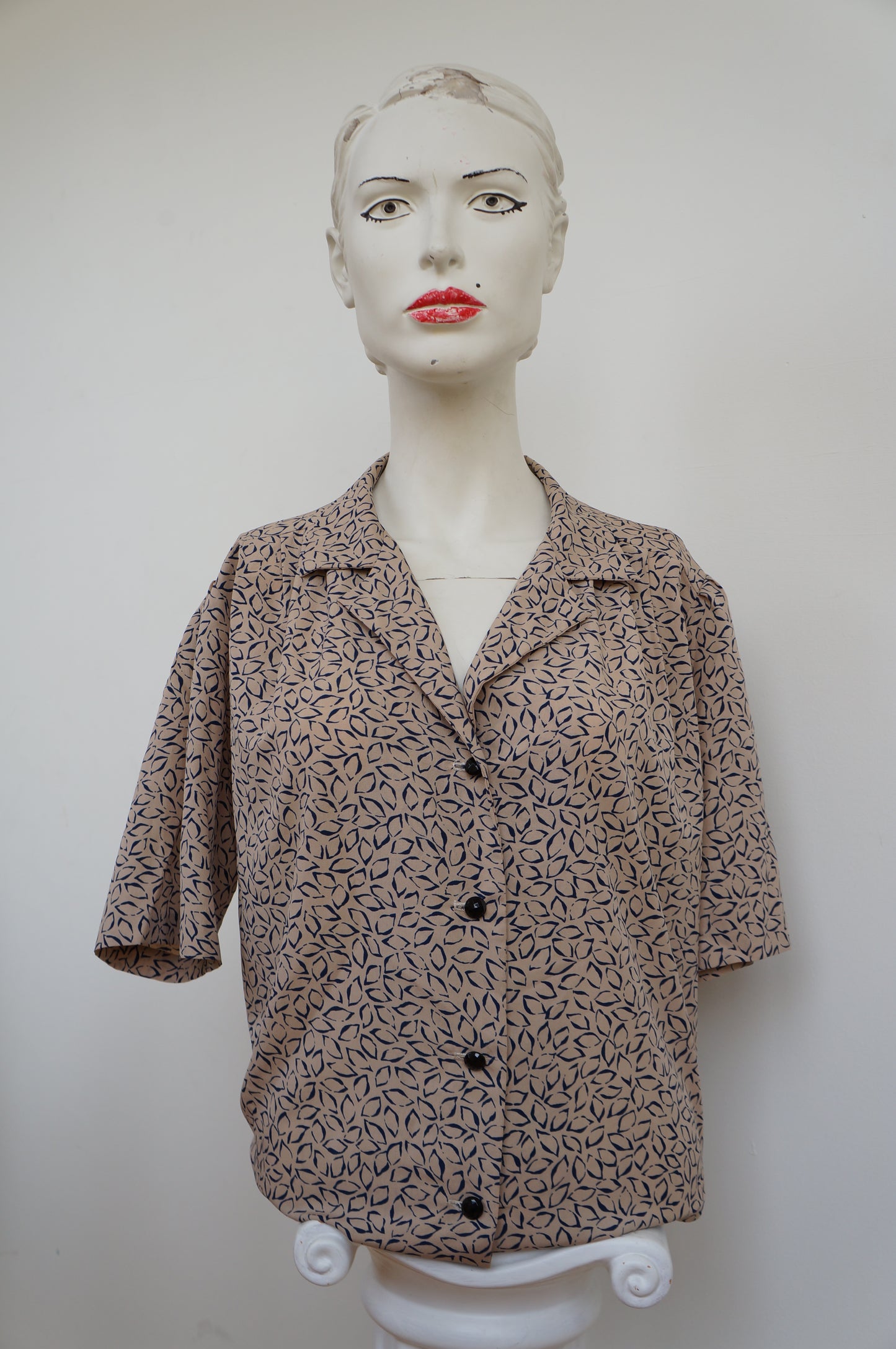 Chemise feuilles beige