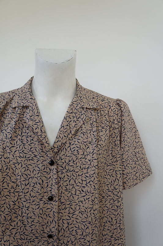 Chemise feuilles beige