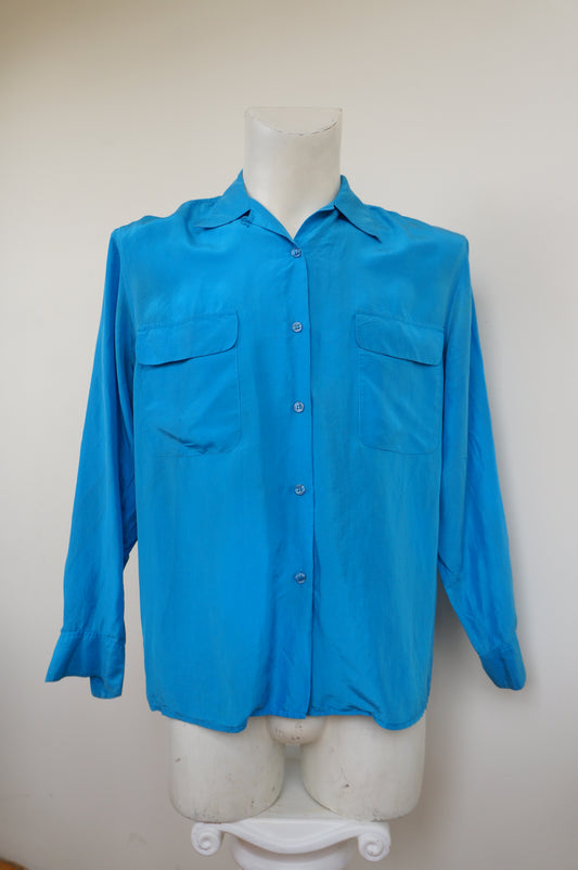 Chemise flashy bleue soie