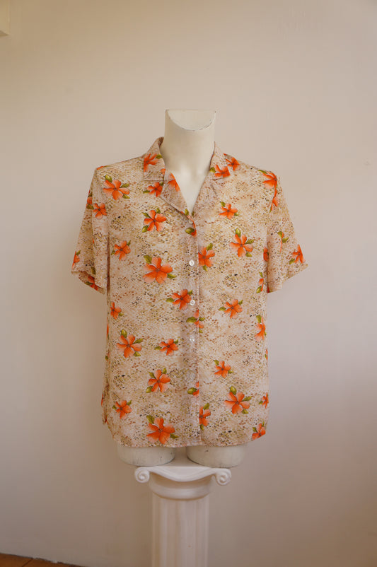 Chemise Hawaï orange