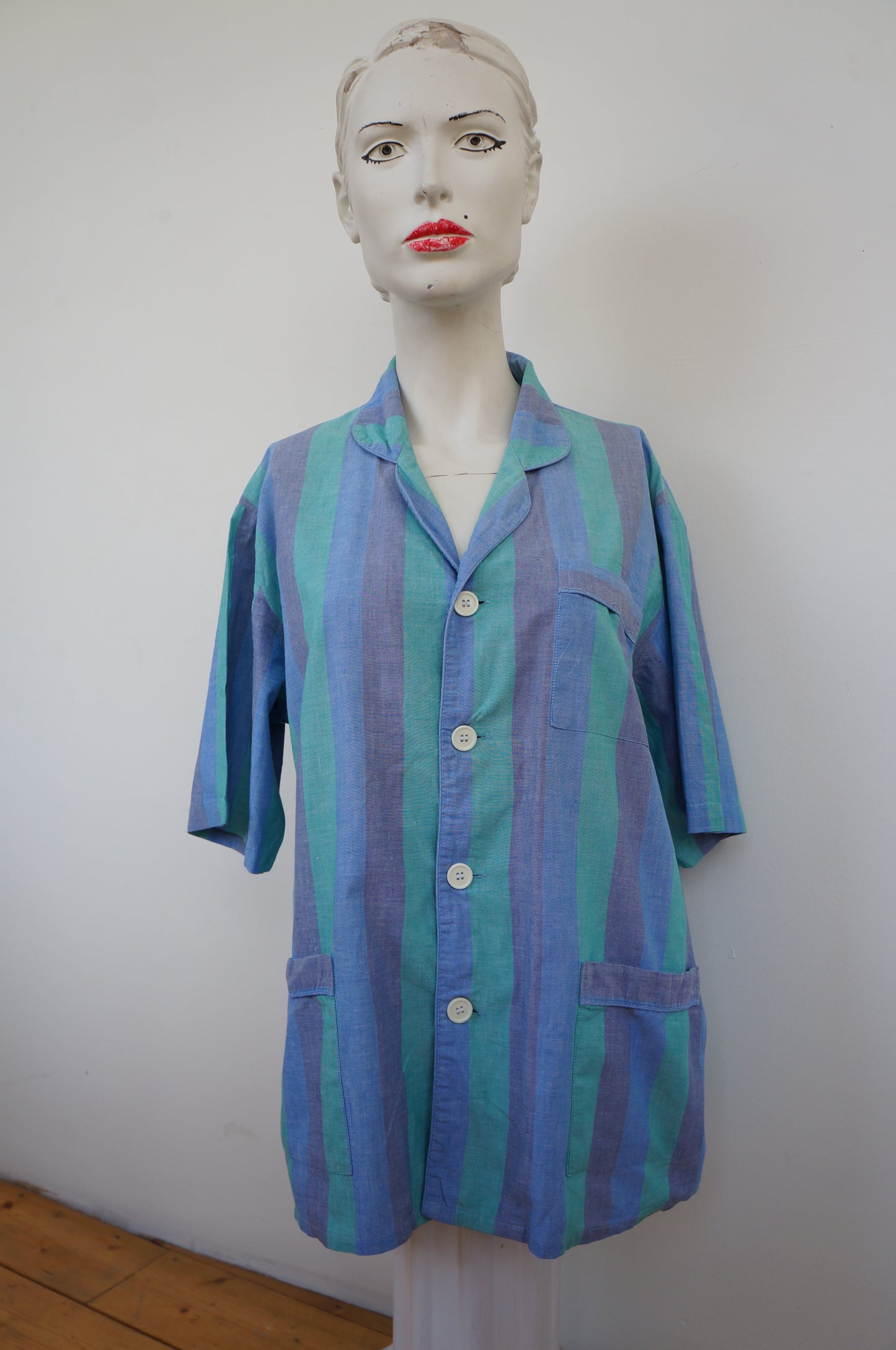 Chemise rayures aqua
