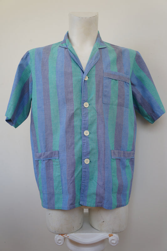 Chemise rayures aqua