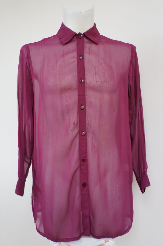 Chemise transparente bordeaux