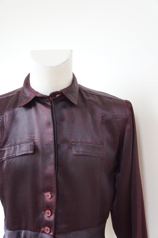 Chemise satin bordeaux