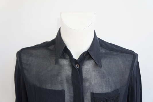 Chemise roccobarocco noire transparente