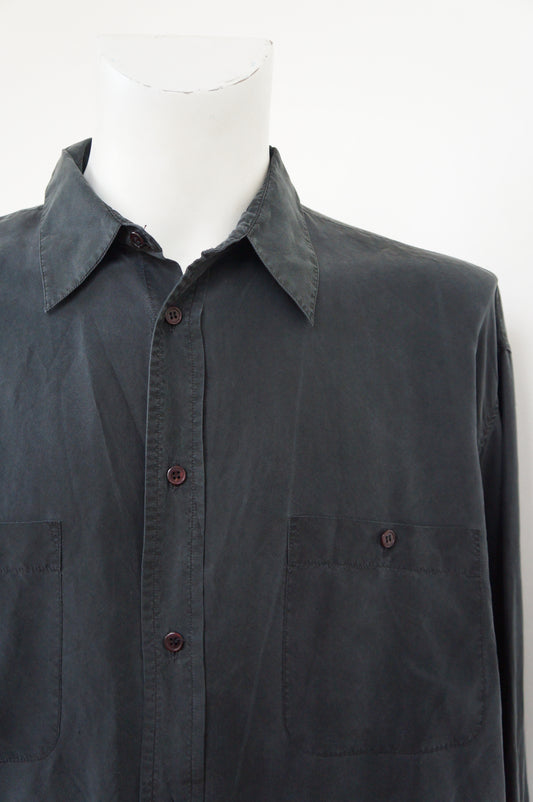 Chemise soie noire Armorial