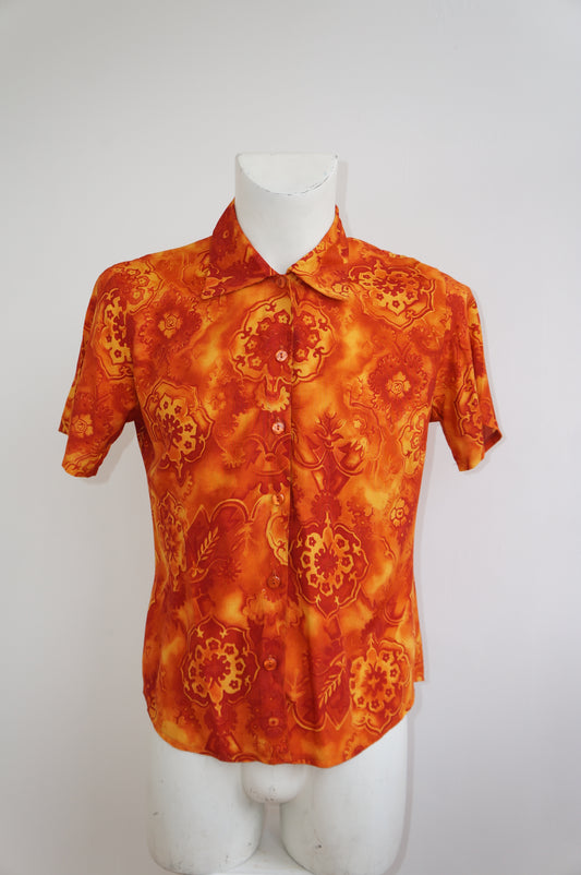 Chemise feu fleuri