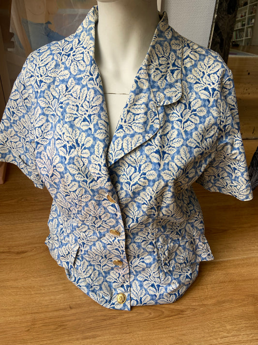 Chemise damier feuilles