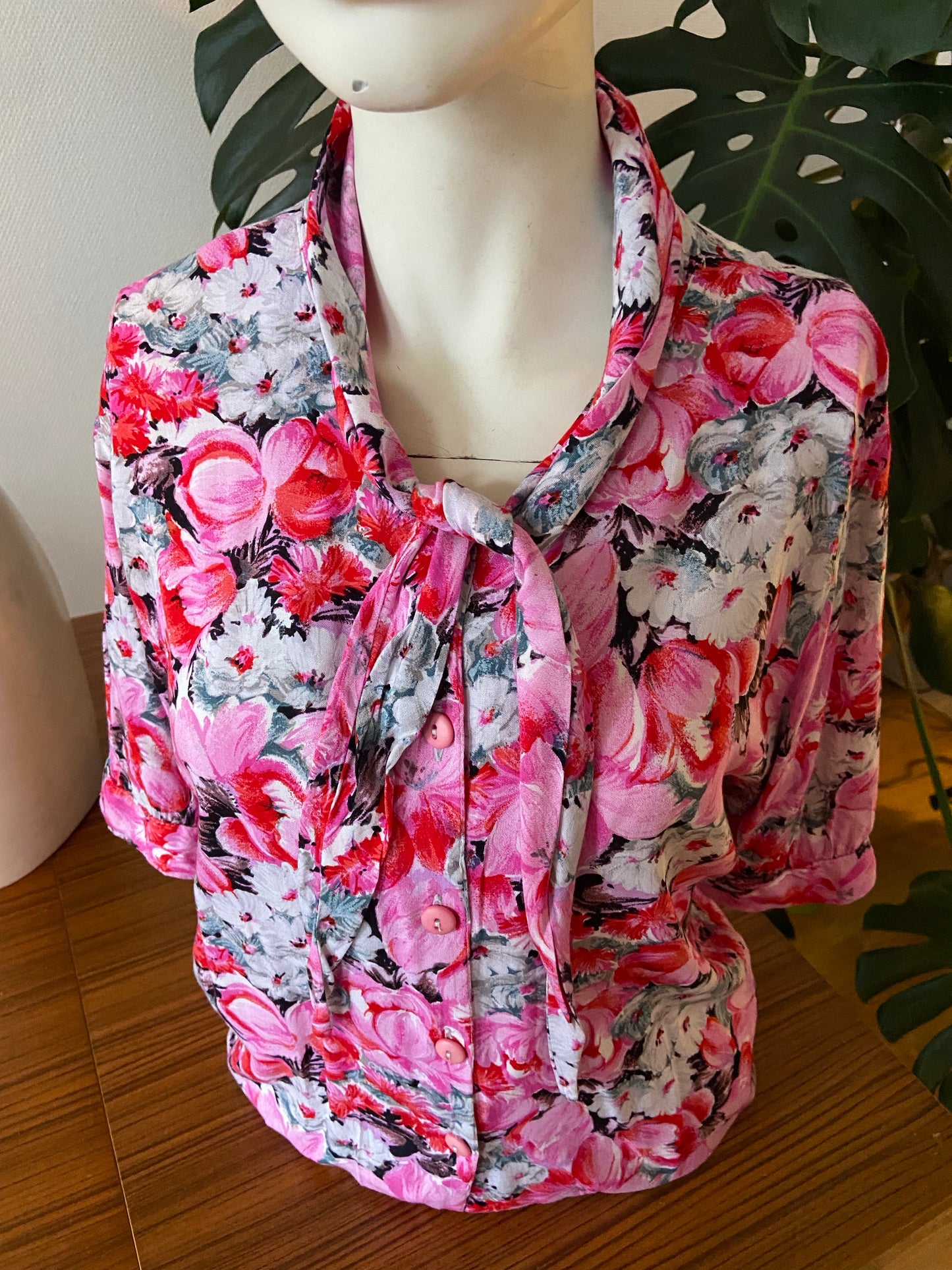 Chemise cravate rose