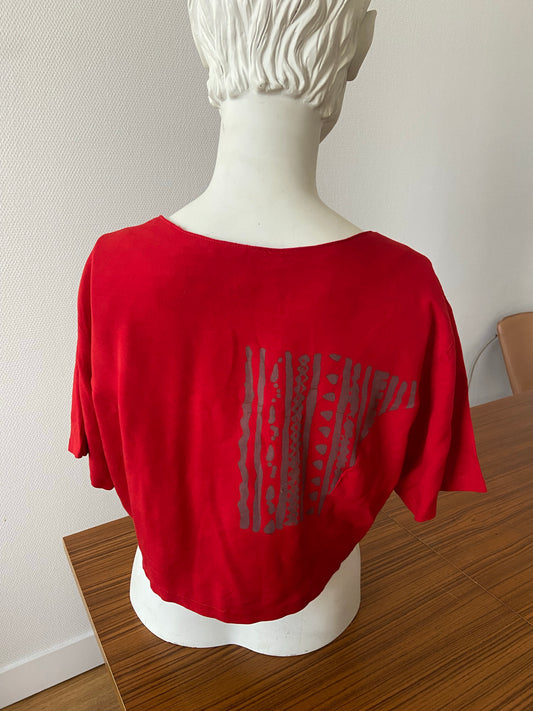 Chemise crop rouge