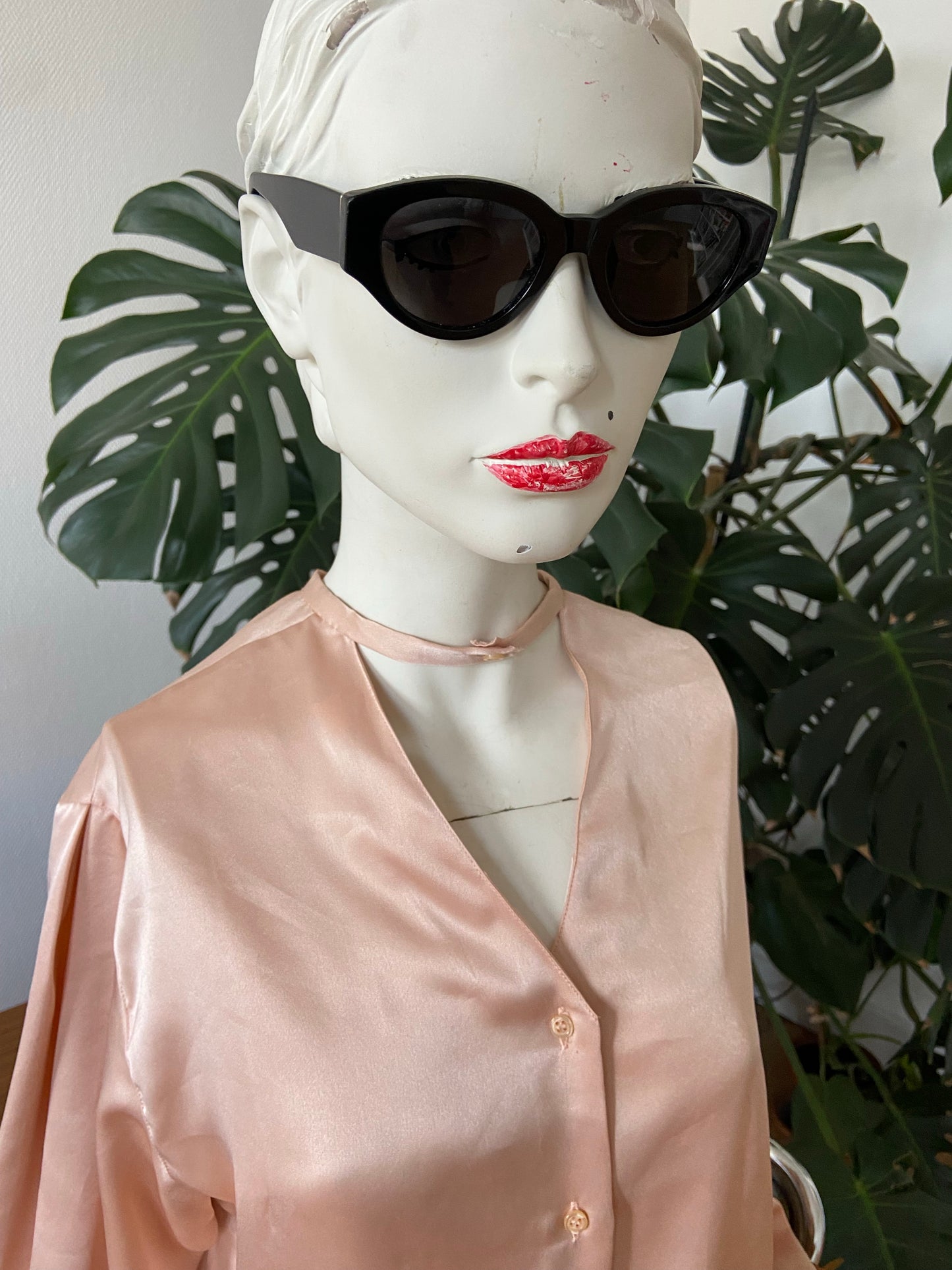 Chemise choker rose pâle