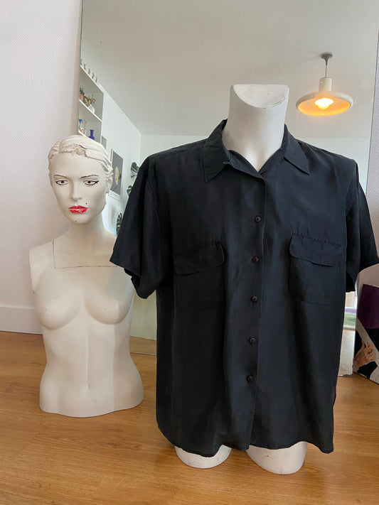 Chemise soie noire