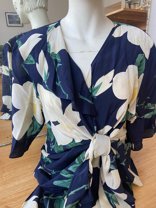 Chemise cache-coeur soie fleurie