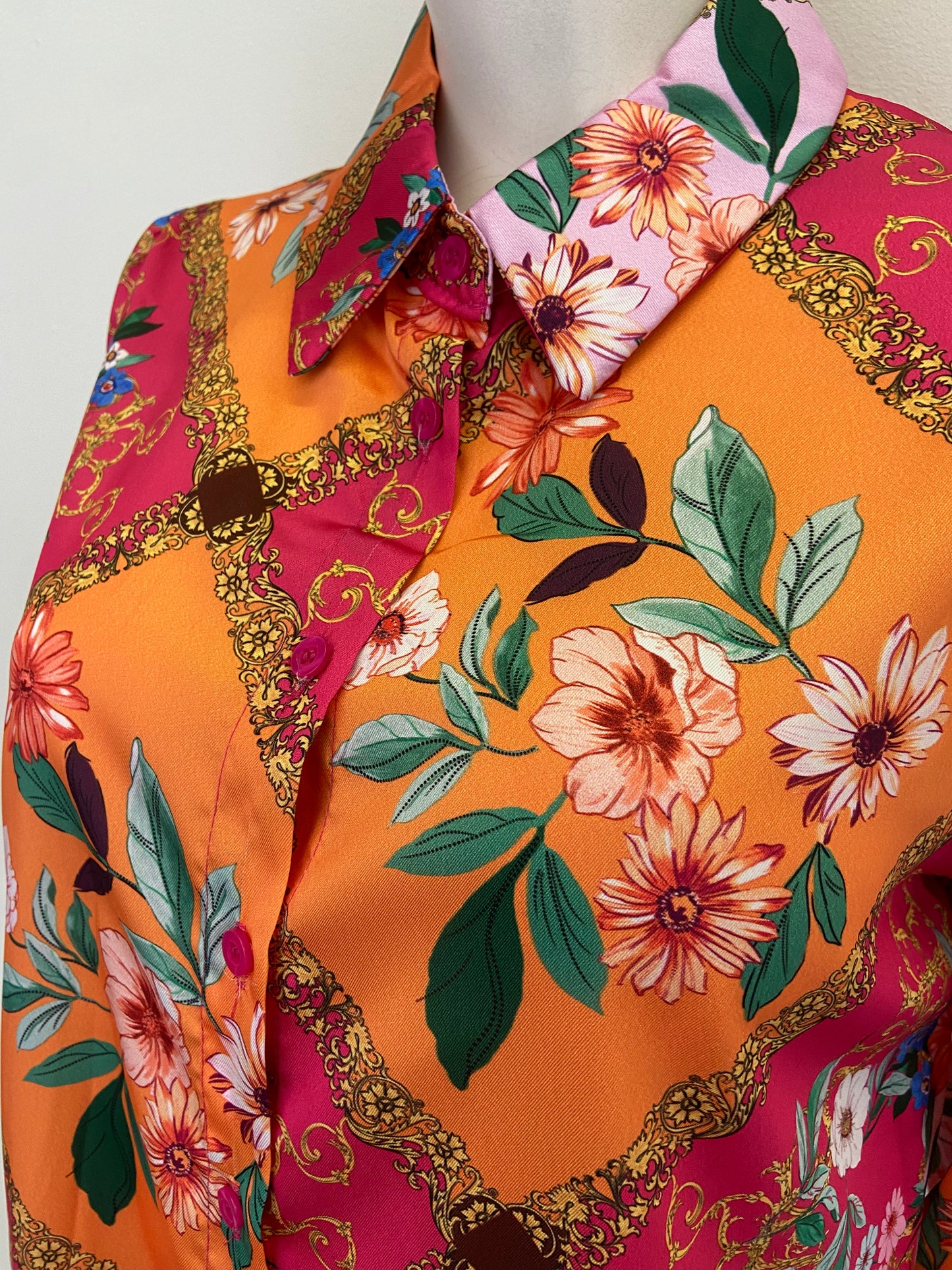 Chemise orange fiori