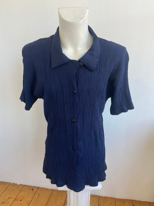Chemise froissée plissée navy