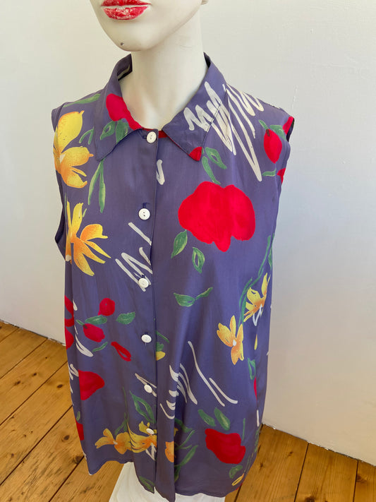 Chemise sans manches fleurs