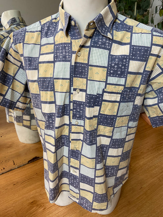 Chemise patch bleu jaune