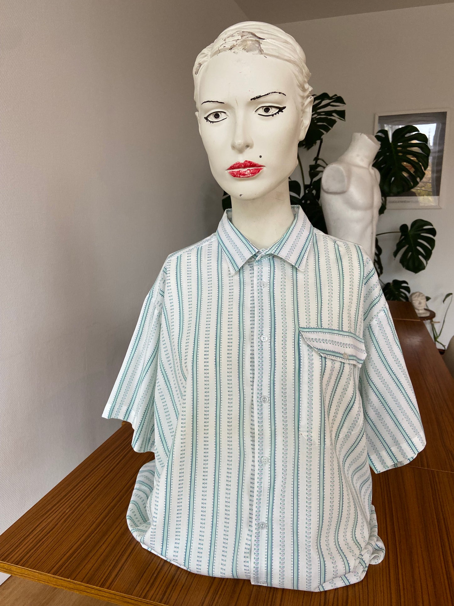 Chemise rayures turquoise