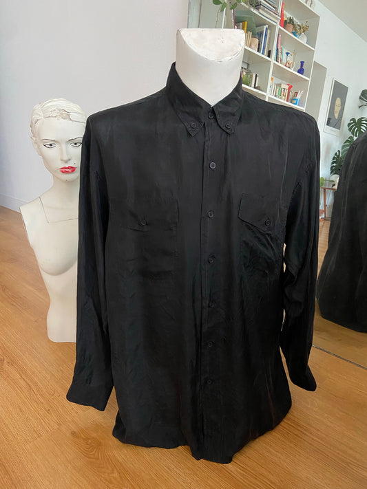 Chemise soie noire