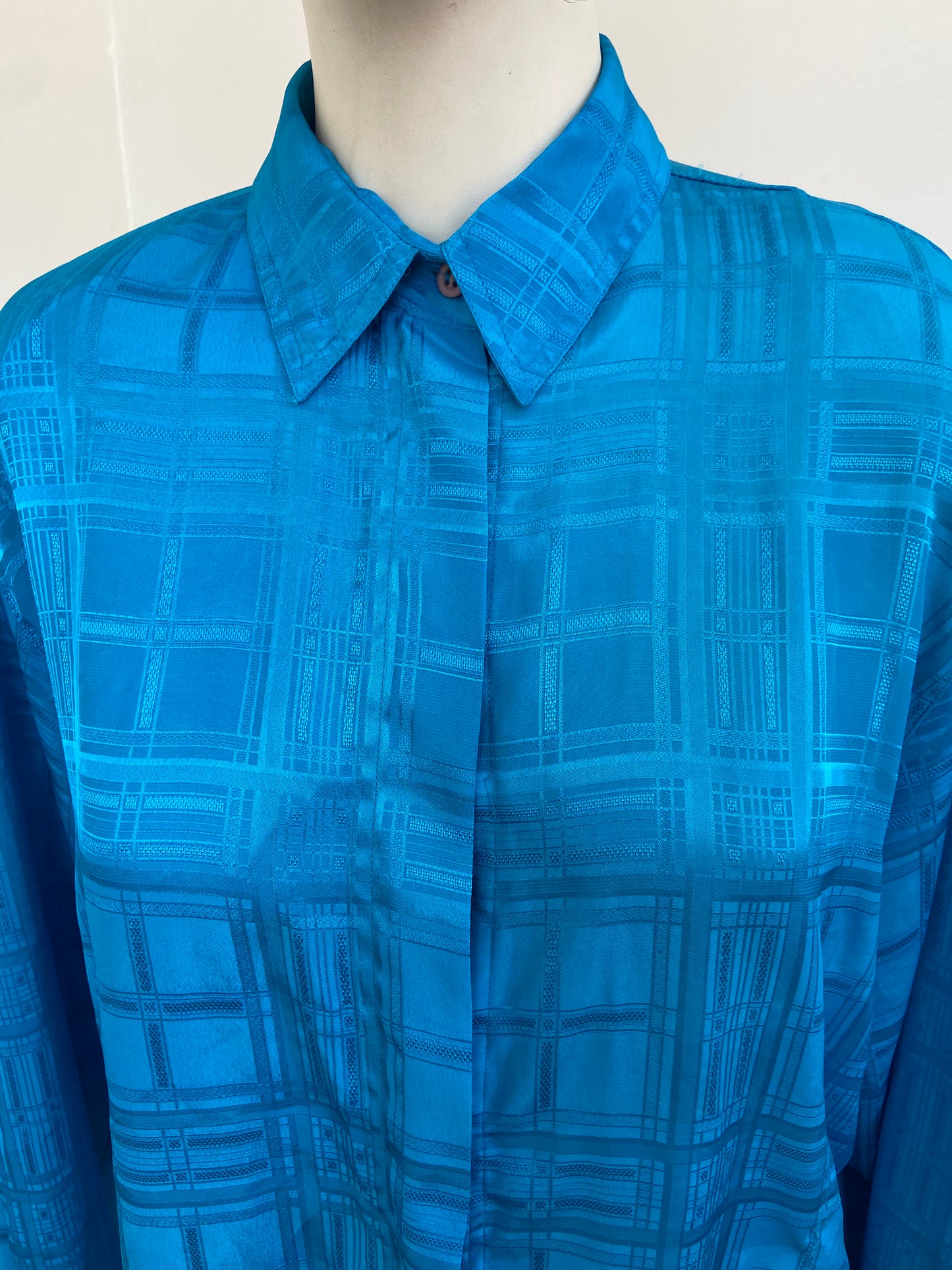 Chemise satin carreaux bleu