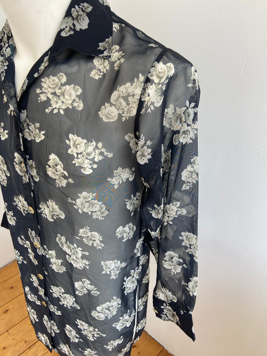 Chemise transparente rose noire