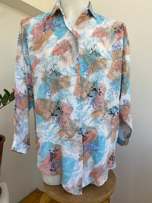 Chemise plissée bleu saumon