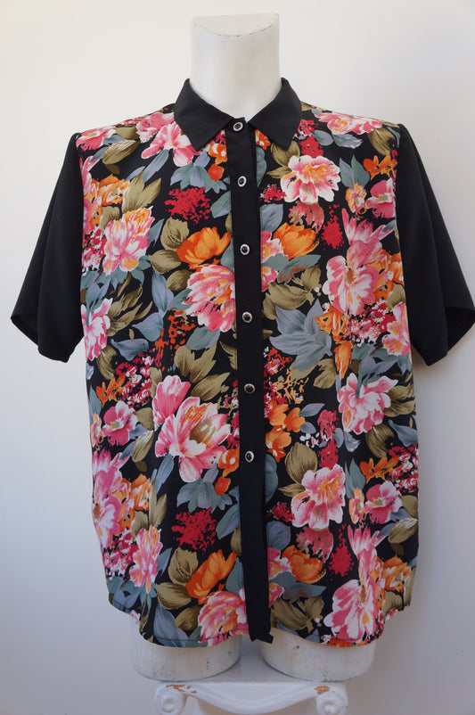 Chemise fleurs black