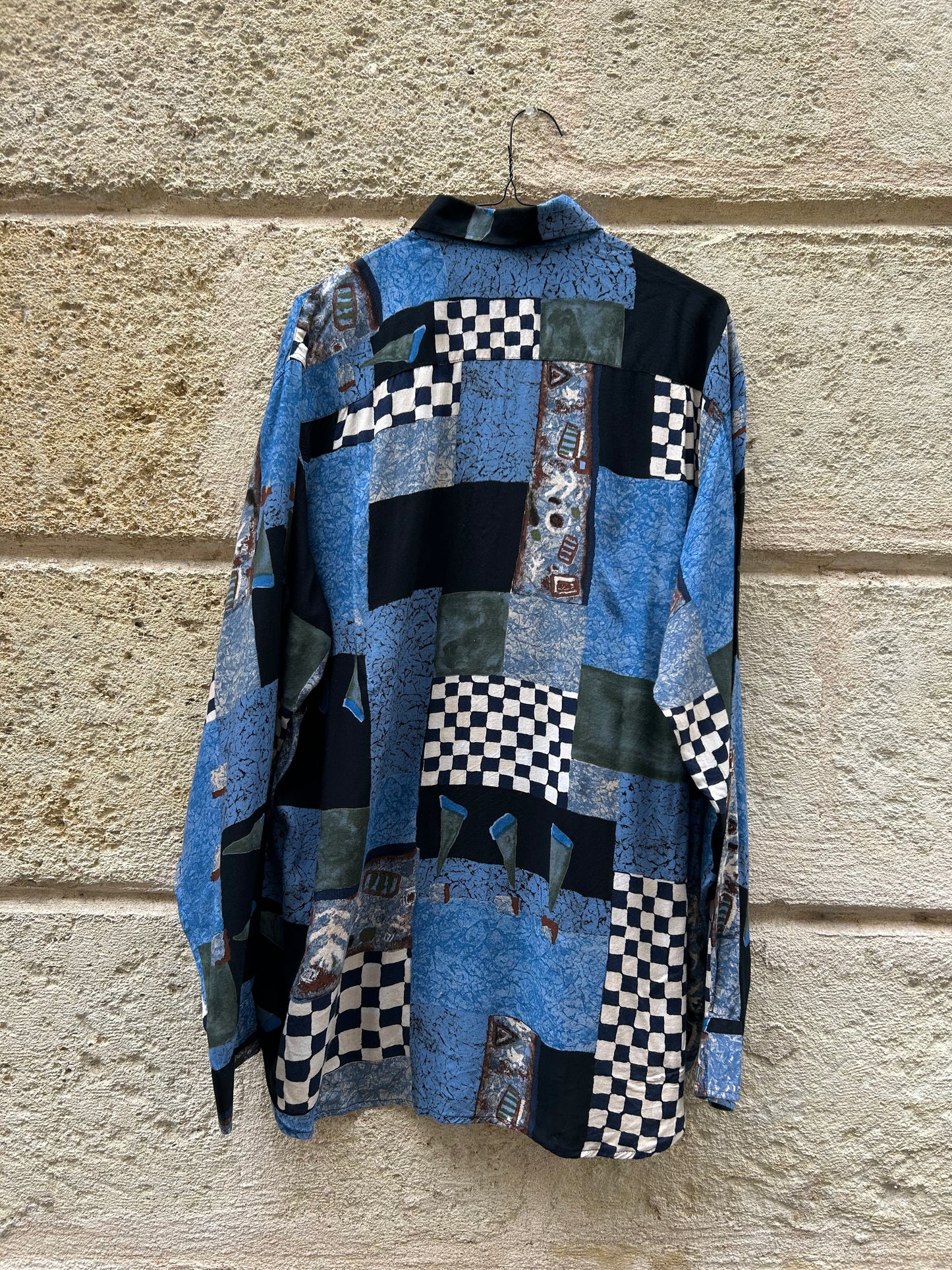 Chemise blu damier