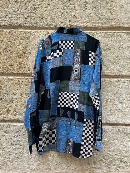 Chemise blu damier