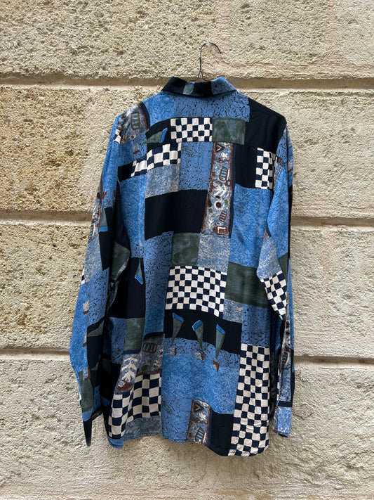 Chemise blu damier
