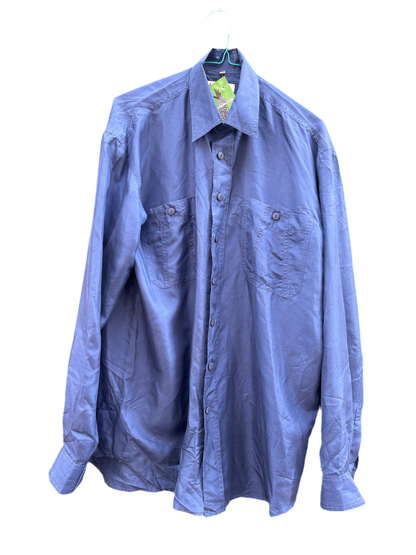 Chemise soie bleue unie