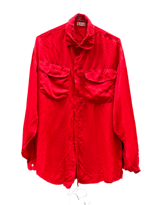 Chemise pure soie rouge