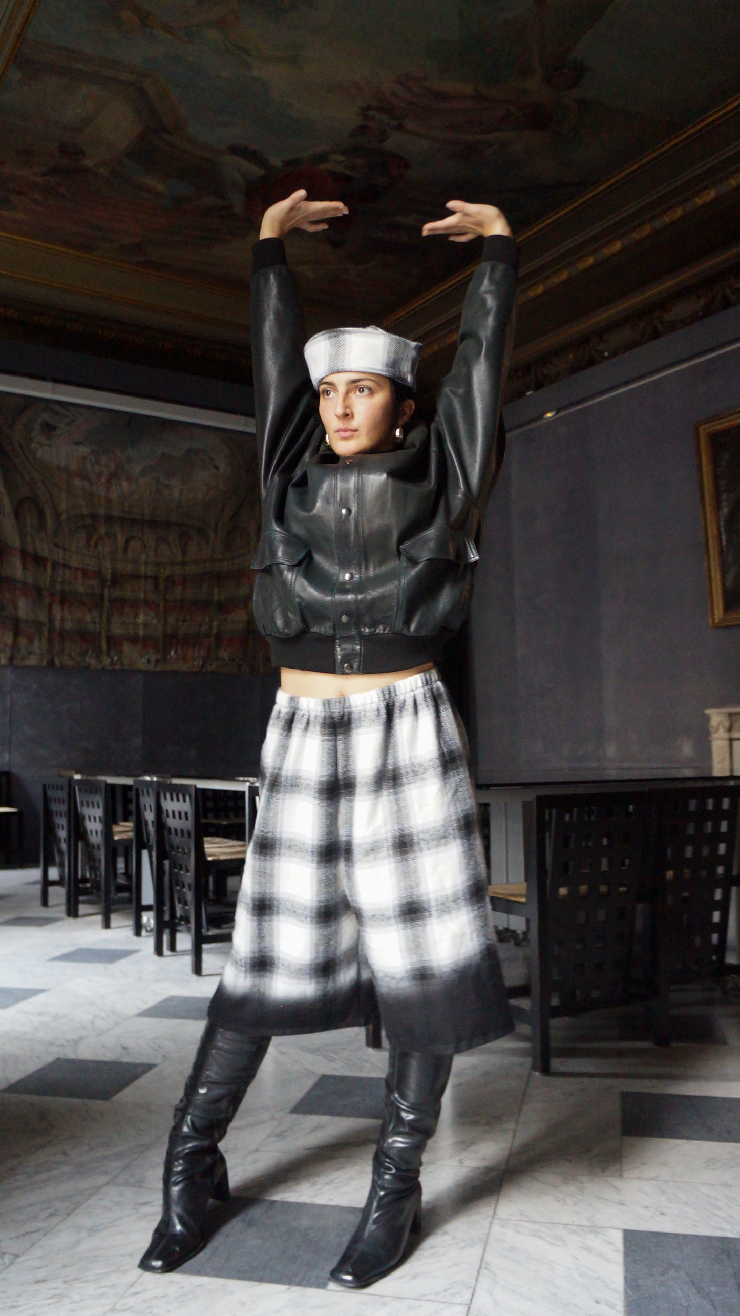 Bermuda long tartan noir et blanc • La Chemise Club Studio