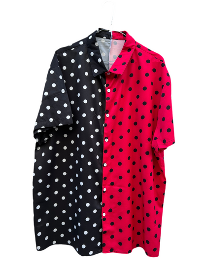 Chemise bi-gout à pois • Noir & Fuschia