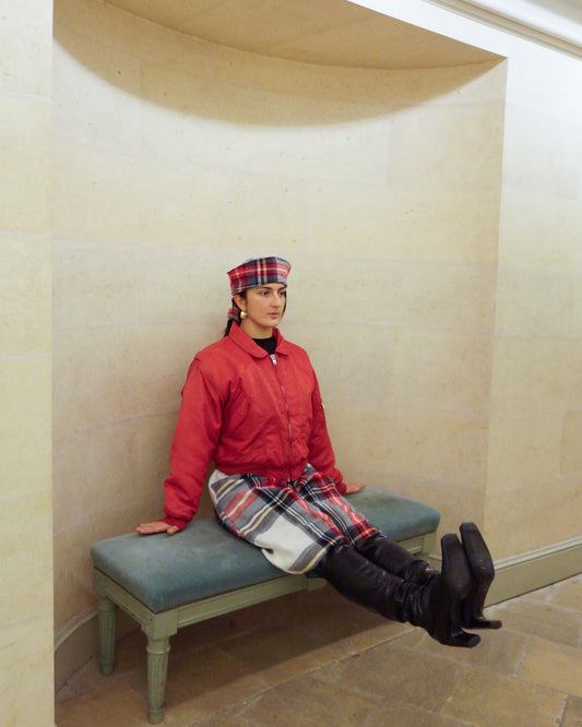 Bermuda long tartan blanc/rouge • La Chemise Club Studio