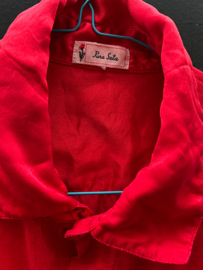 Chemise pure soie rouge