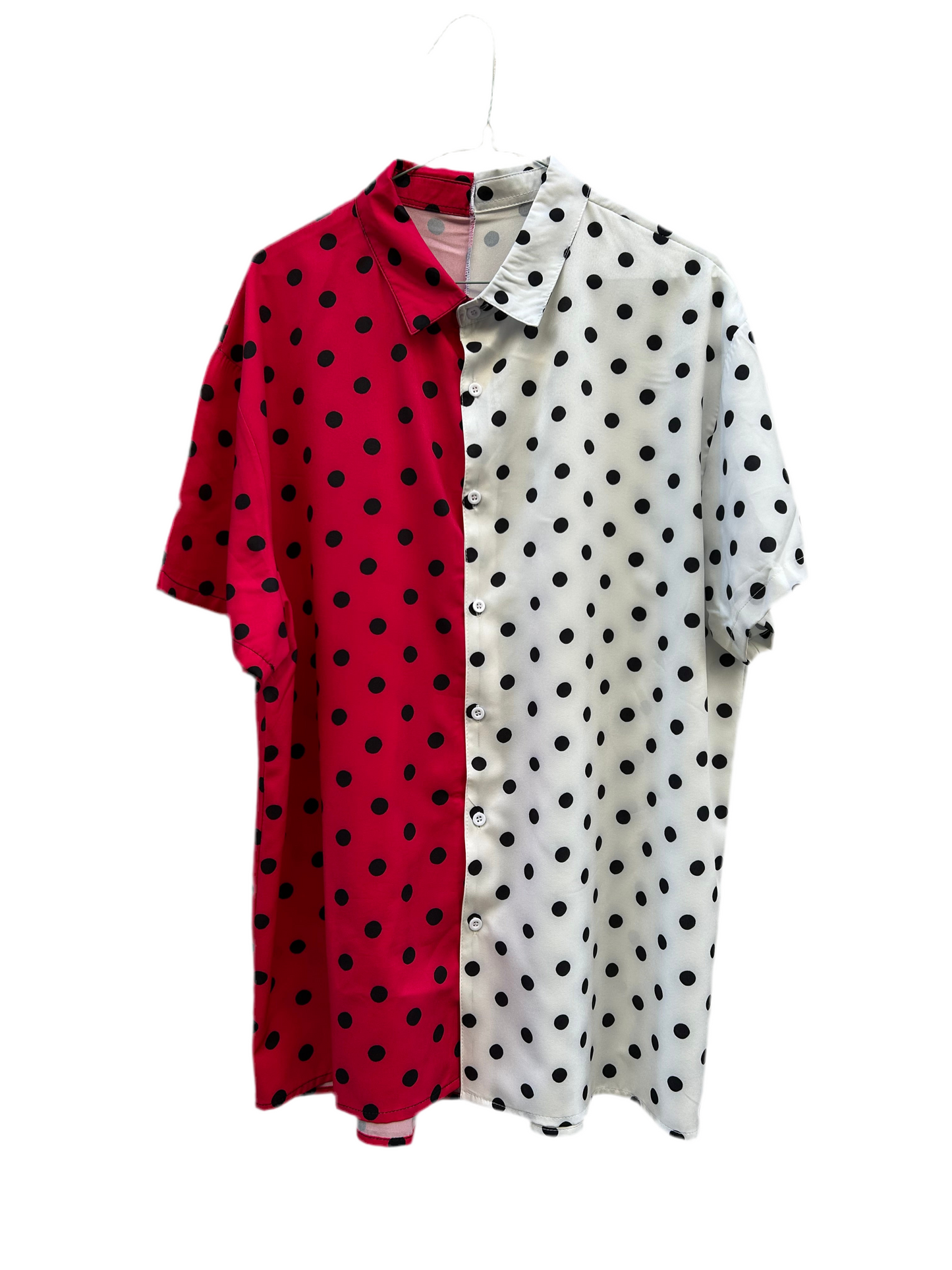 Chemise bi-gout à pois • Fuschia & Blanc