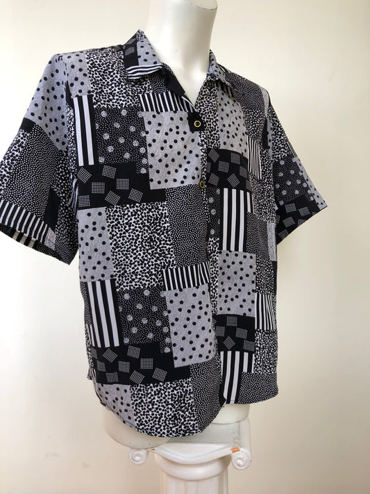 Chemise n&b patchwork