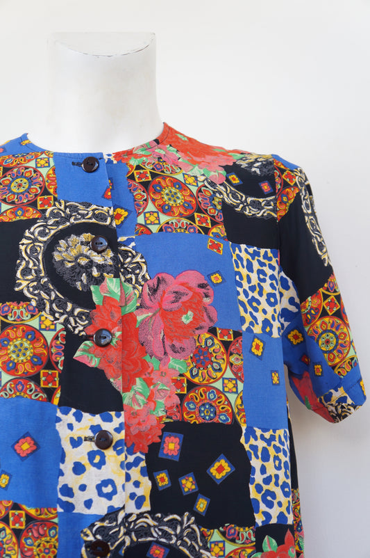 Chemise patchwork royal