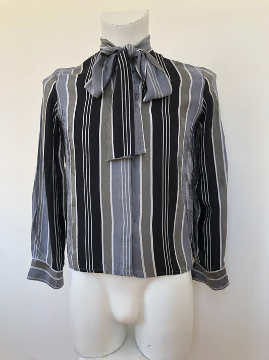 Silver knotted silk shirt